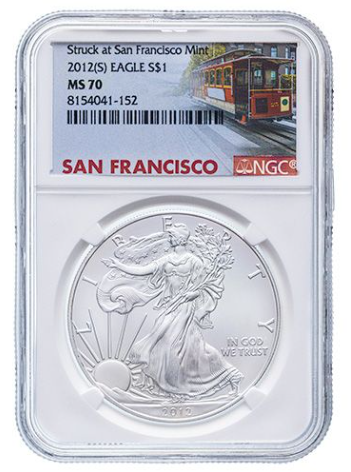 2012-(S) NGC MS-70 1 oz American Silver Eagle Coin Struck at San Francisco