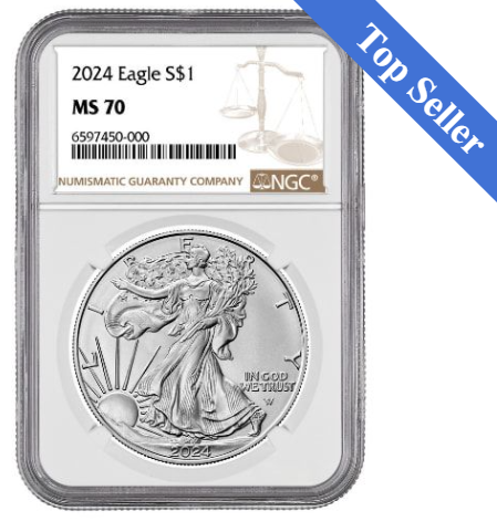 2024 NGC MS-70 1 oz American Eagle Silver Coin (Brown Label)