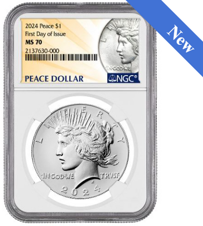 2024 NGC MS-70 First Day of Issue Peace Dollar Silver Coin - Peace Dollar Label