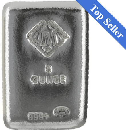 5 oz Johnson Matthey Poured Silver Bar