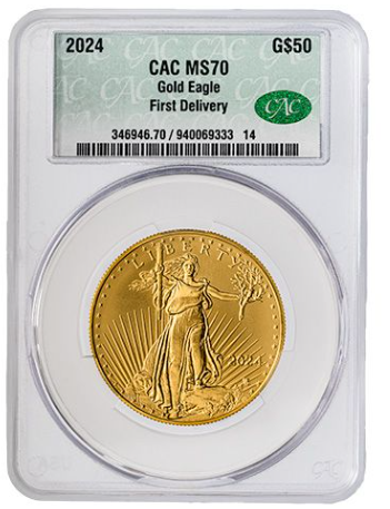 2024 CAC MS-70 First Day of Delivery 1 oz American Gold Eagle Coin