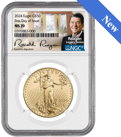 2024 NGC MS-70 First Day of Issue 1 oz American Eagle Gold Coin - Exclusive Reagan Label