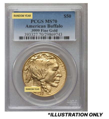 PCGS MS-70 1 oz American Gold Buffalo Coin - Random Year