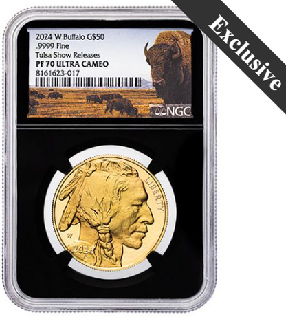 2024-W NGC PF-70 Tulsa Show Releases 1 oz American Gold Buffalo Proof Coin - Special Buffalo Label