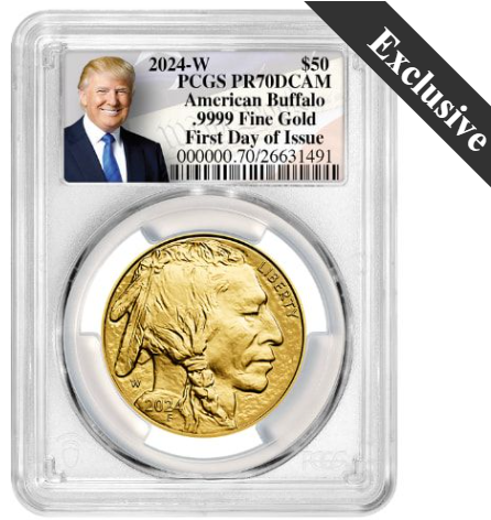 2024-W PCGS PR-70 First Day of Issue 1 oz American Gold Buffalo Proof Coin - Exclusive Trump Constitution Label