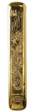 2023 8.88 oz Gold Lucky Dragon Cast Bar